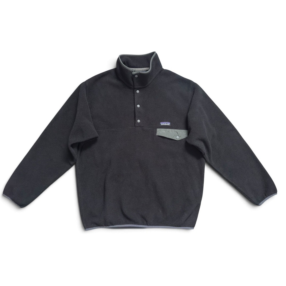 Patagonia Lightweight Synchilla Snap-T Fleece Black Forge Grey Pullover Mens L